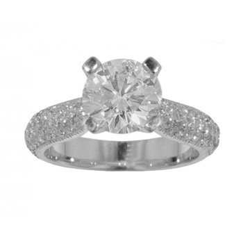 3.07 ct Ladies Round Cut Diamond Engagement Ring With Accents Diamonds